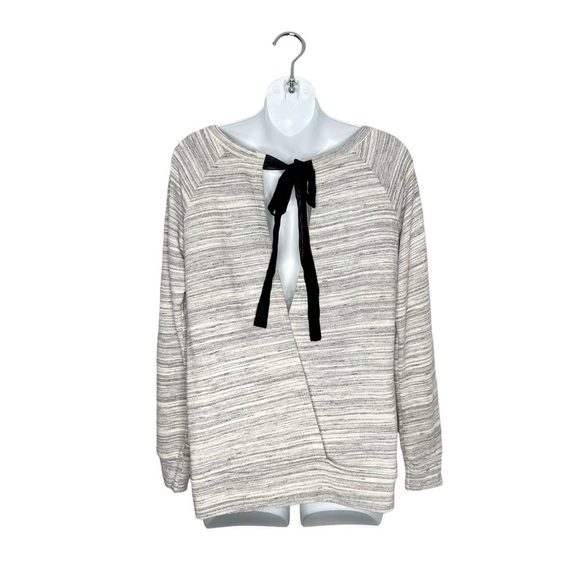 Moa Moa Gray Space Dye Embellished Tie Open Back Knit Blouse - Picture 8 of 12